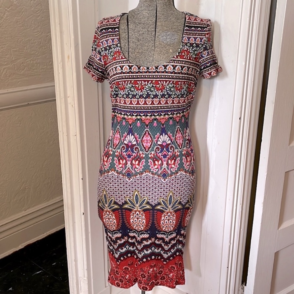 Farm Rio Printed Textures Stretch Dress, Size Small